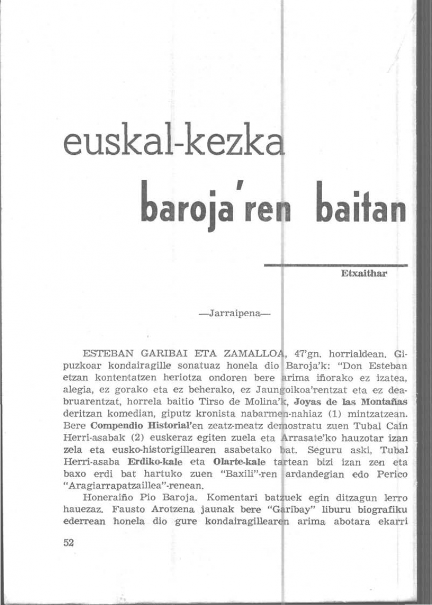 Euskal-kezka Baroja'ren baitan (Jarraipena)