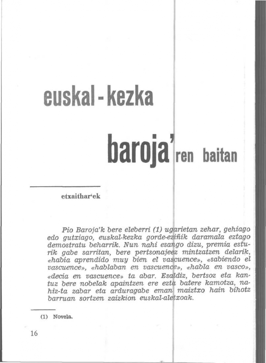 Euskal-kezka Barojaren baitan